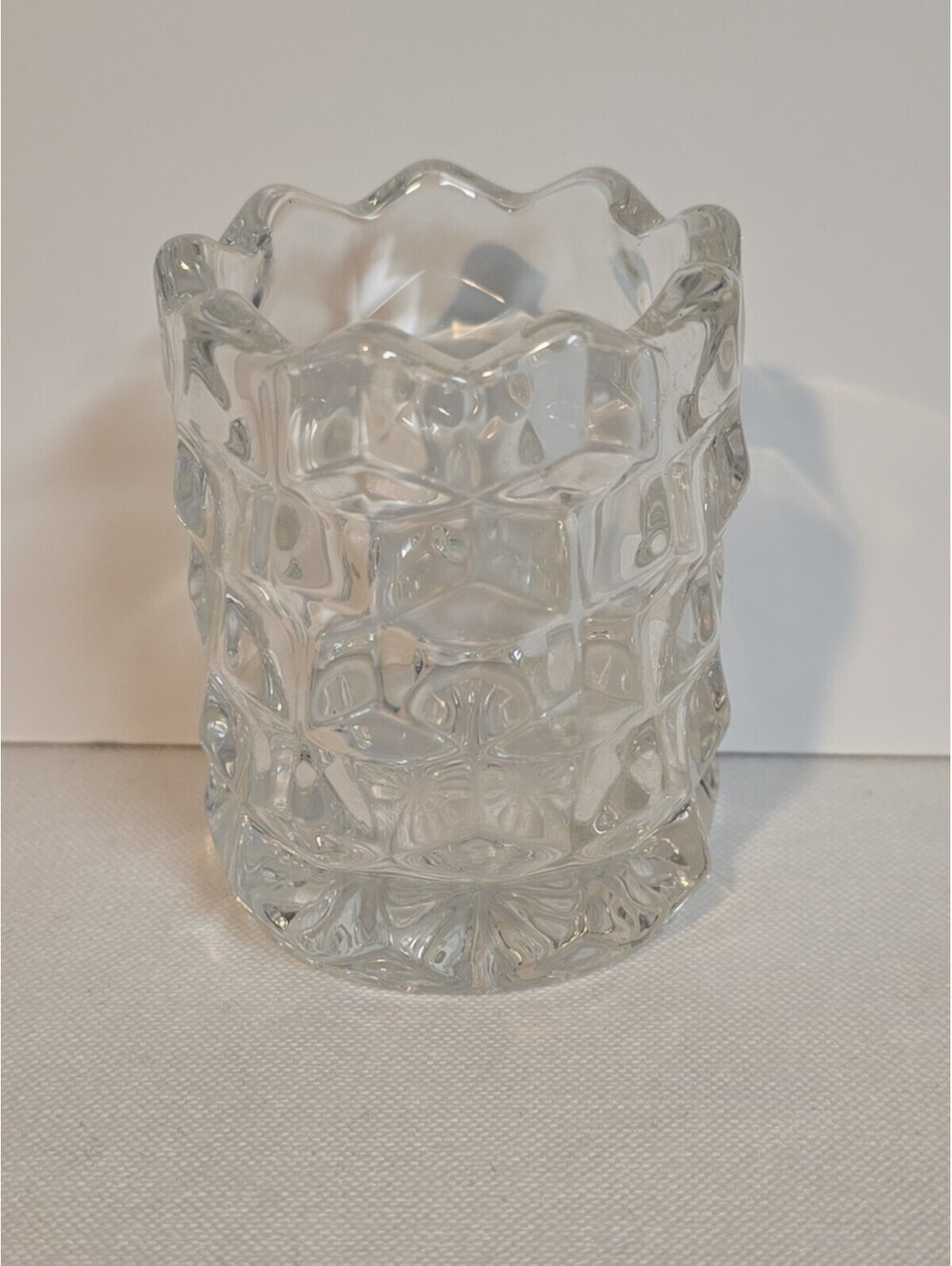Vintage Fostoria American Glass Toothpick Holder Cube Design